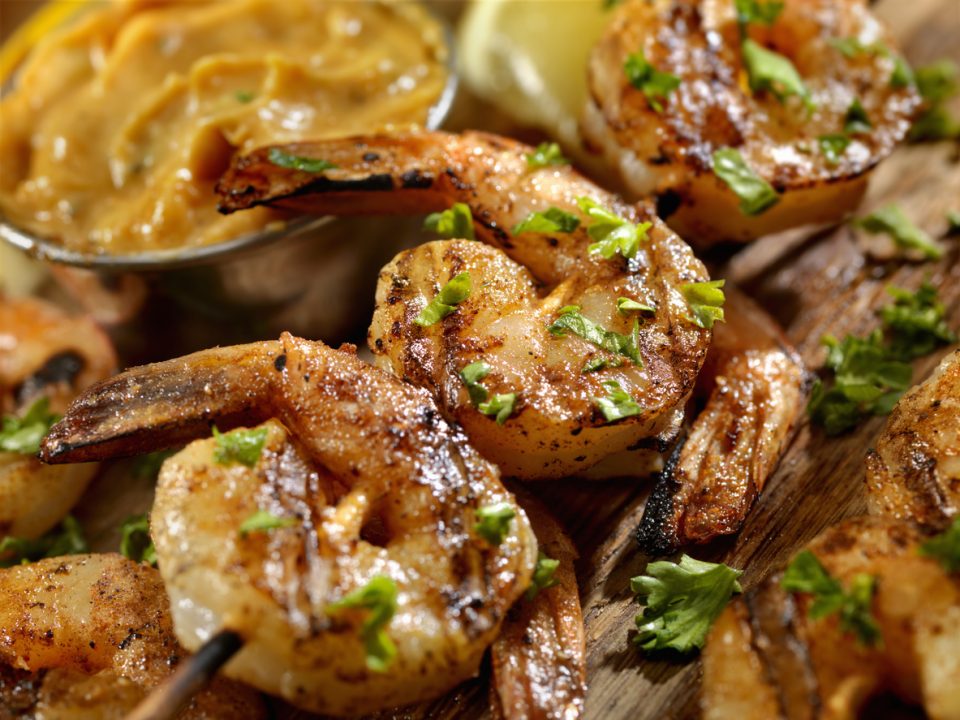 Cajun Grilled Shrimp prepared in a restaurant 