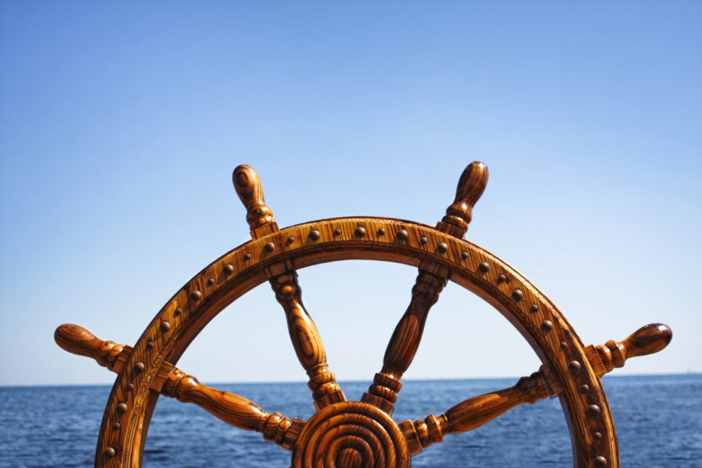 Wooden Helm Wheel for a boat on the Pensacola Sail Away Tour