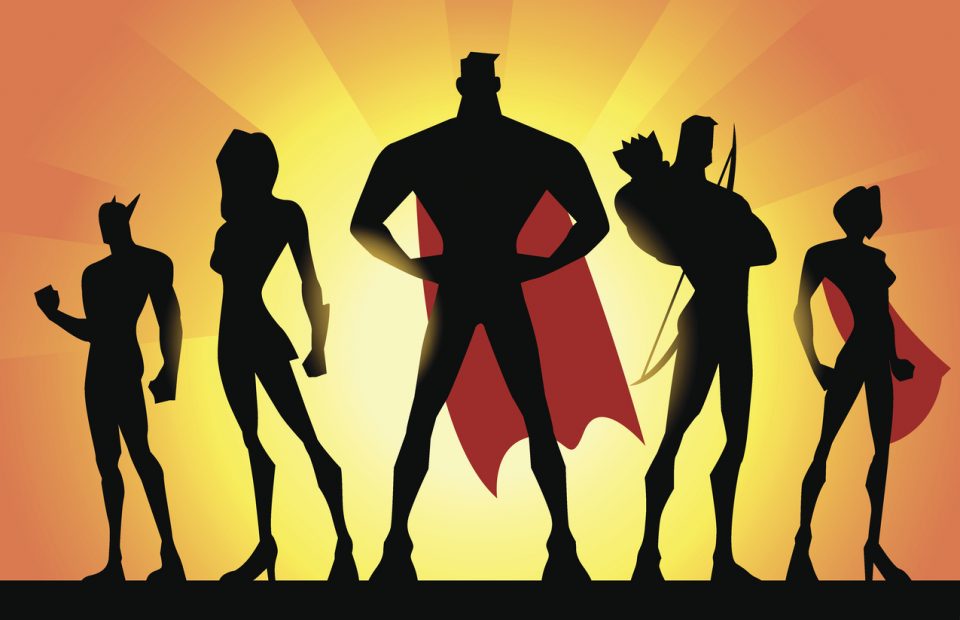 superhero group silhouette